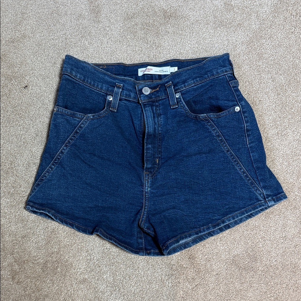Signature by Levi Strauss Dark Blue High-Rise Denim Shorts